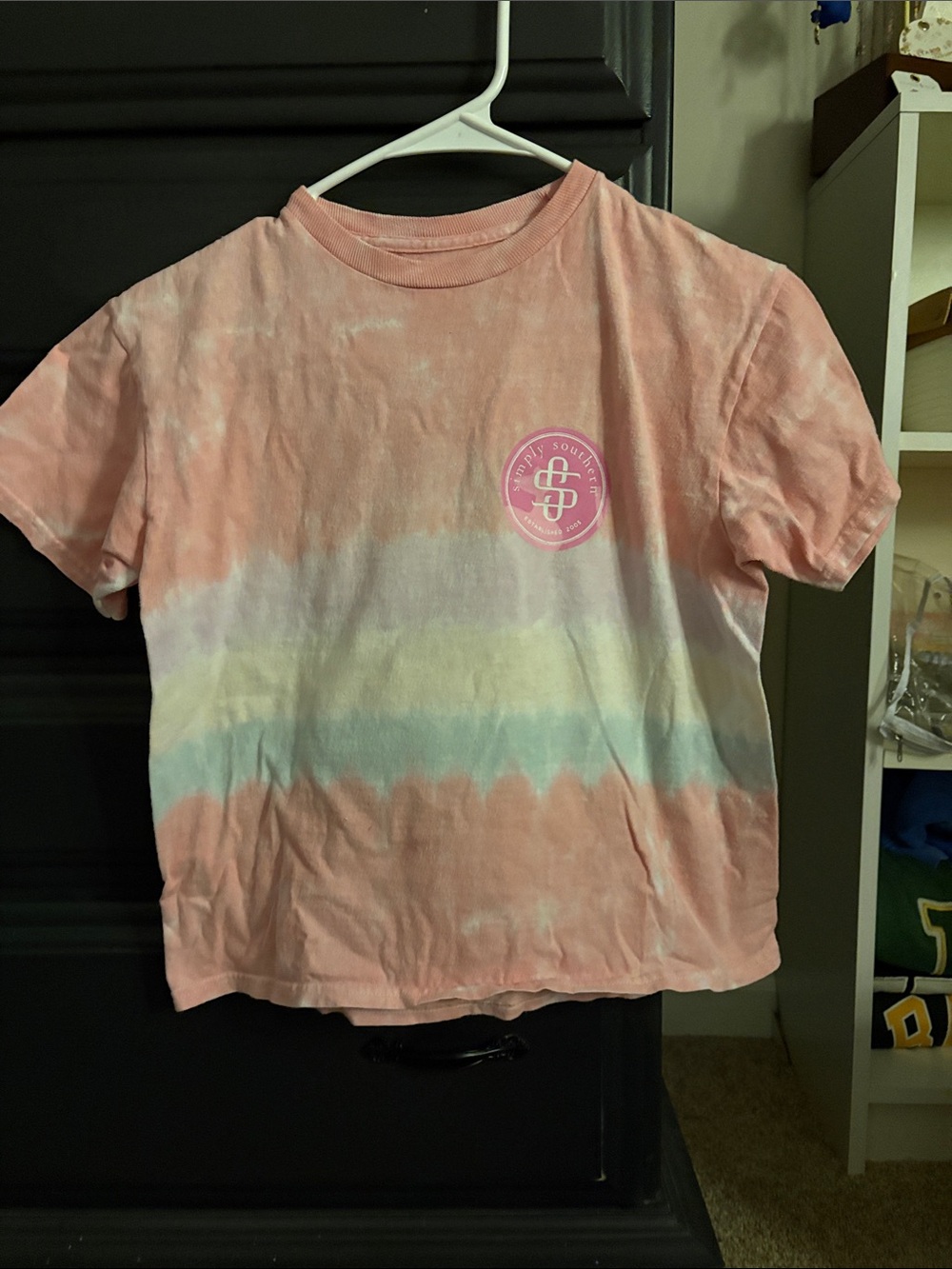 Simply Southern Pastel Tie-Dye Short Sleeve Tee in Peach and Mint
